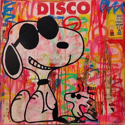Painting Snoopy Disco by Kikayou | Painting Pop art Mixed Animals, Pop icons