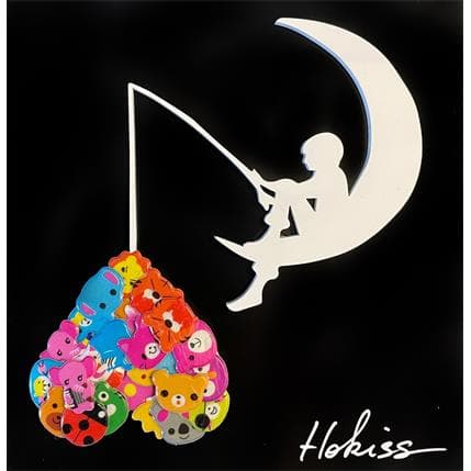 Peinture Lune VII par Hokiss | Tableau Pop Art Mixte icones Pop