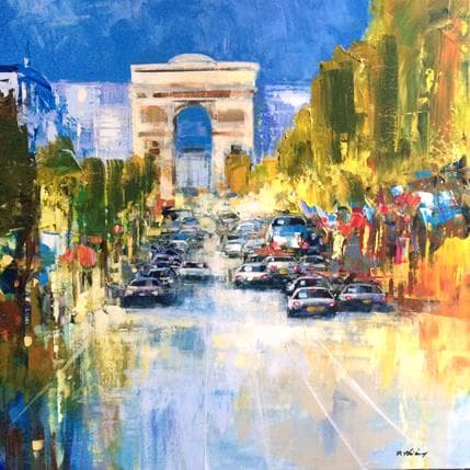 Painting Champs-Elysées by Frédéric Thiery | Painting Figurative Acrylic Landscapes