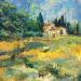 Painting Sur la petite colline, la chapelle de Cucuron by Vaudron | Painting Figurative Landscapes Gouache