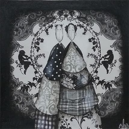 Painting Blanche et Pierrot by Blais Delphine | Painting Illustrative Mixed