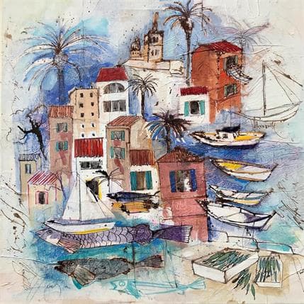 Painting Visite guidée by Colombo Cécile | Painting Figurative Mixed Landscapes, Marine