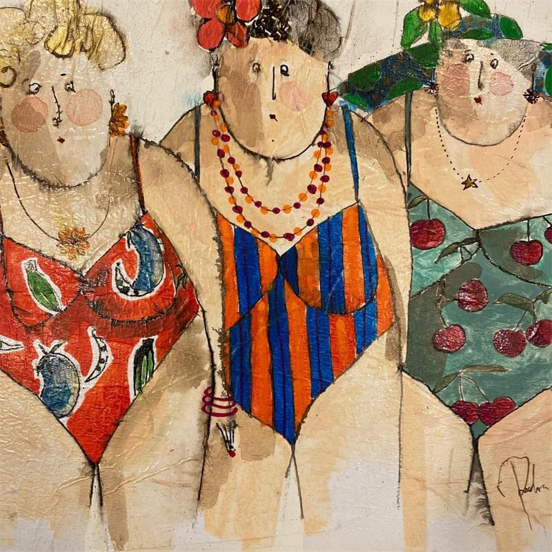 Painting Ursula, Ingrid, Justine by Colombo Cécile | Painting Acrylic Pastel