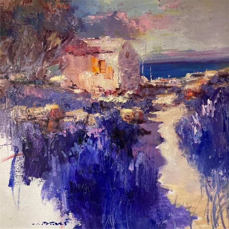 Painting House in the distance by Petras Ivica | Painting Oil