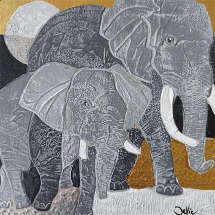 Peinture Eléphants par Devie Bernard  | Tableau Figuratif Mixte animaux
