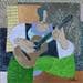 Painting Guitare vert by Bernard Devie | Painting Figurative Mixed Life style
