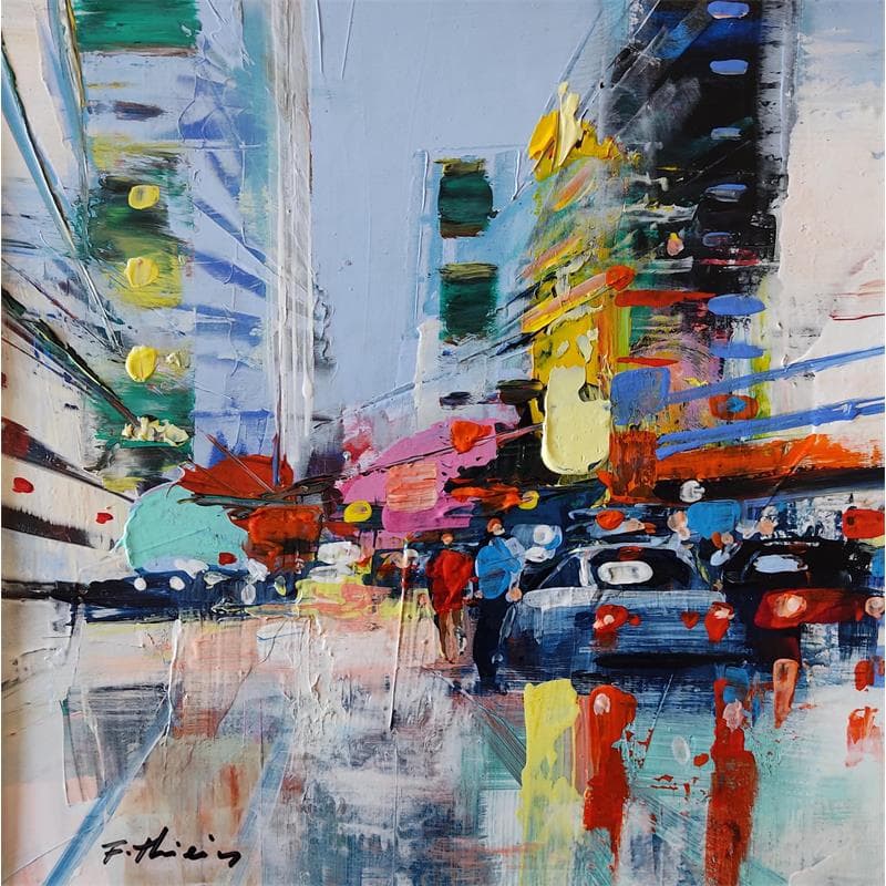 Painting Market street traffic by Frédéric Thiery | Painting Figurative Acrylic Urban
