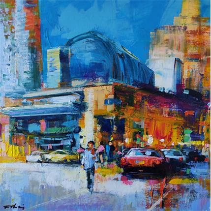 Painting Rimeli center, afternoon by Frédéric Thiery | Painting Figurative Acrylic Urban