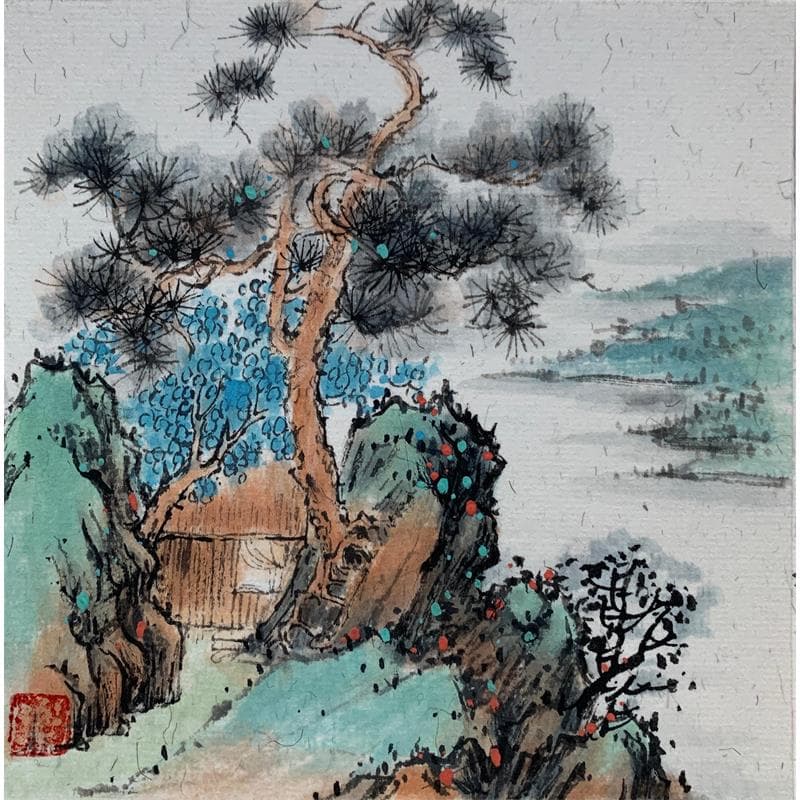 Painting Nestling by Yu Huan Huan | Painting Figurative Mixed Landscapes