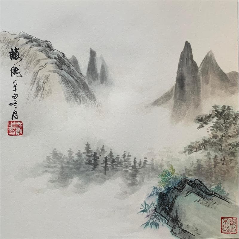 Painting Hazy beauty by Yu Huan Huan | Painting Figurative Landscapes