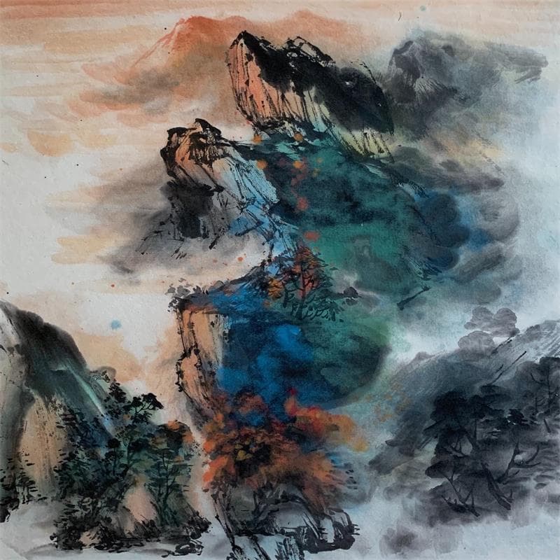 Gemälde Sea of clouds von Yu Huan Huan | Gemälde Figurativ Landschaften
