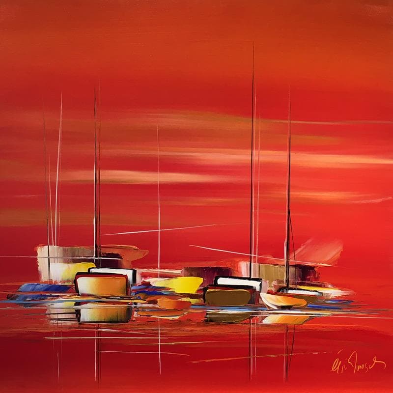 Painting Voyage rouge by Munsch Eric | Painting Figurative Oil Marine