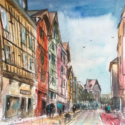Painting Troyes 73 by Hoffmann Elisabeth | Painting Figurative Watercolor Landscapes
