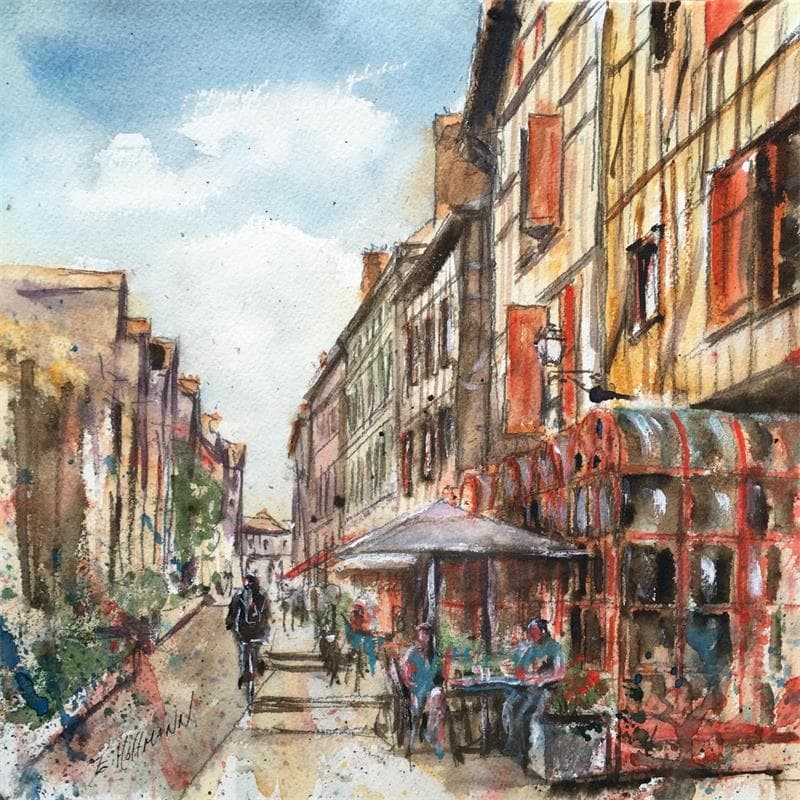 Painting Troyes 75 by Hoffmann Elisabeth | Painting Figurative Landscapes Watercolor