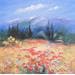 Painting coquelicots et cyprès by Lyn | Painting Figurative Landscapes Oil