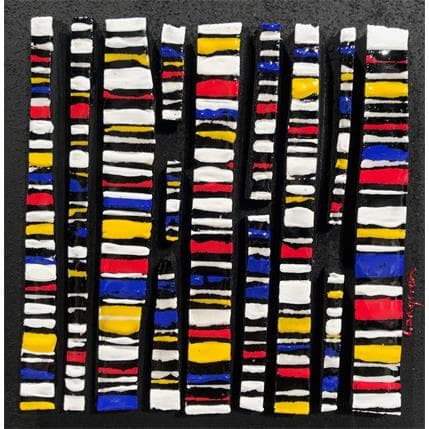 Painting Bc 9 Hommage Mondrian by Langeron Luc | Painting Abstract Acrylic, Mixed Minimalist, Pop icons