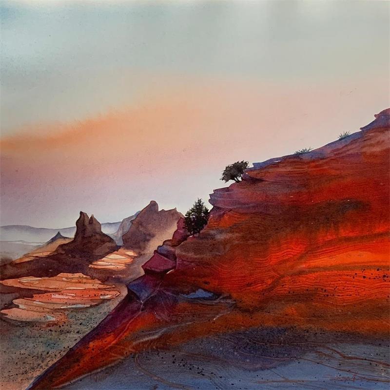 Painting Sedona 64 by Seruch Capouillez Isabelle | Painting Figurative Watercolor Landscapes