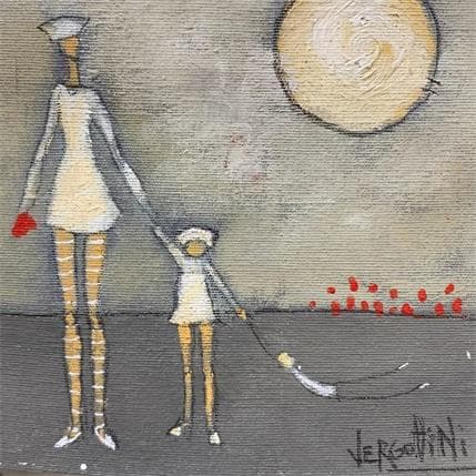 Peinture Mama y luna par Vergottini Paola | Tableau Art naïf Acrylique Scènes de vie