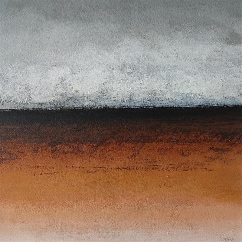 Painting Horizon orange 1 by Geyre Pascal | Painting Abstract Acrylic Minimalist