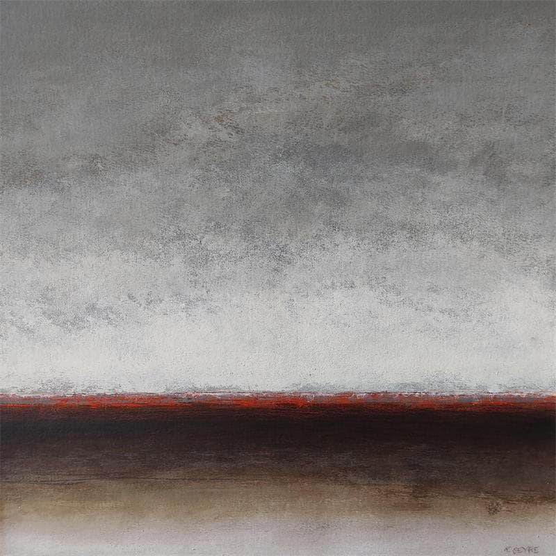 Painting Horizon orange 2 by Geyre Pascal | Painting Abstract Acrylic Minimalist