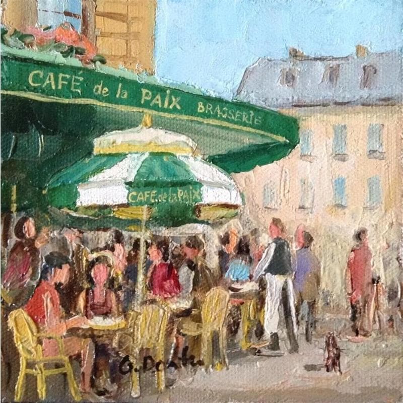 Peinture Café de la Paix par Dontu Grigore | Tableau Figuratif Huile Vues urbaines scènes de vie