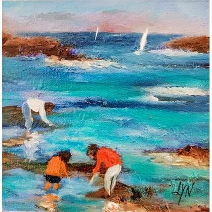 Painting pêche aux coquillages by Lyn | Painting Figurative Oil Landscapes