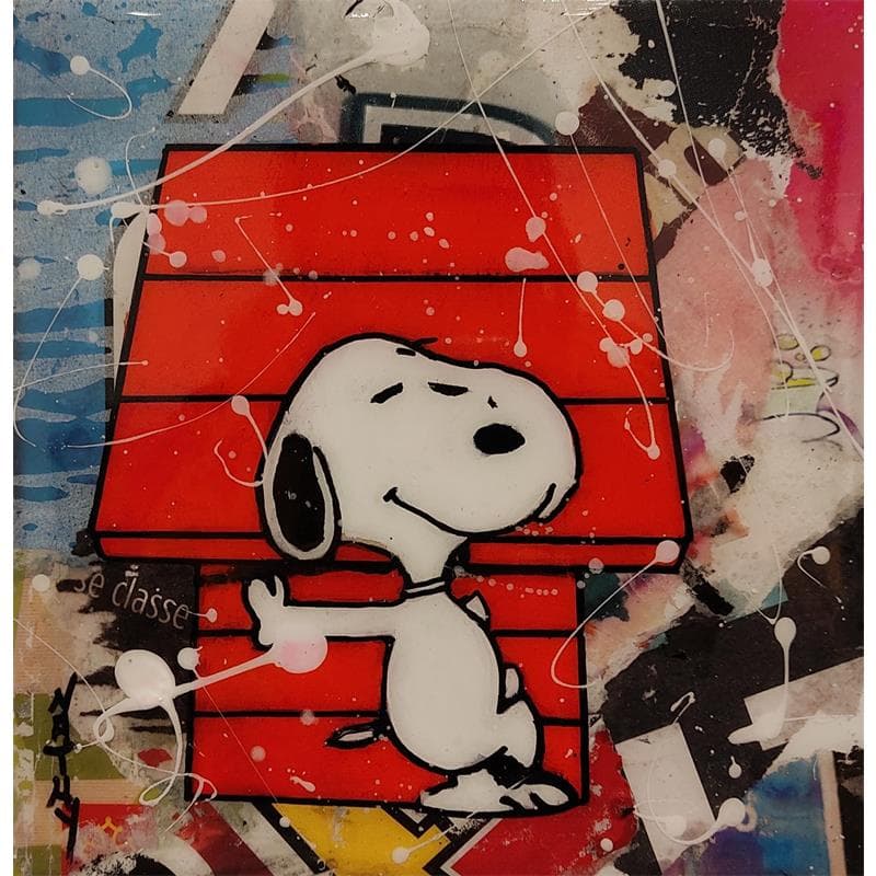 Peinture Snoopy la classe par Nathy | Tableau Pop Art Mixte icones Pop animaux