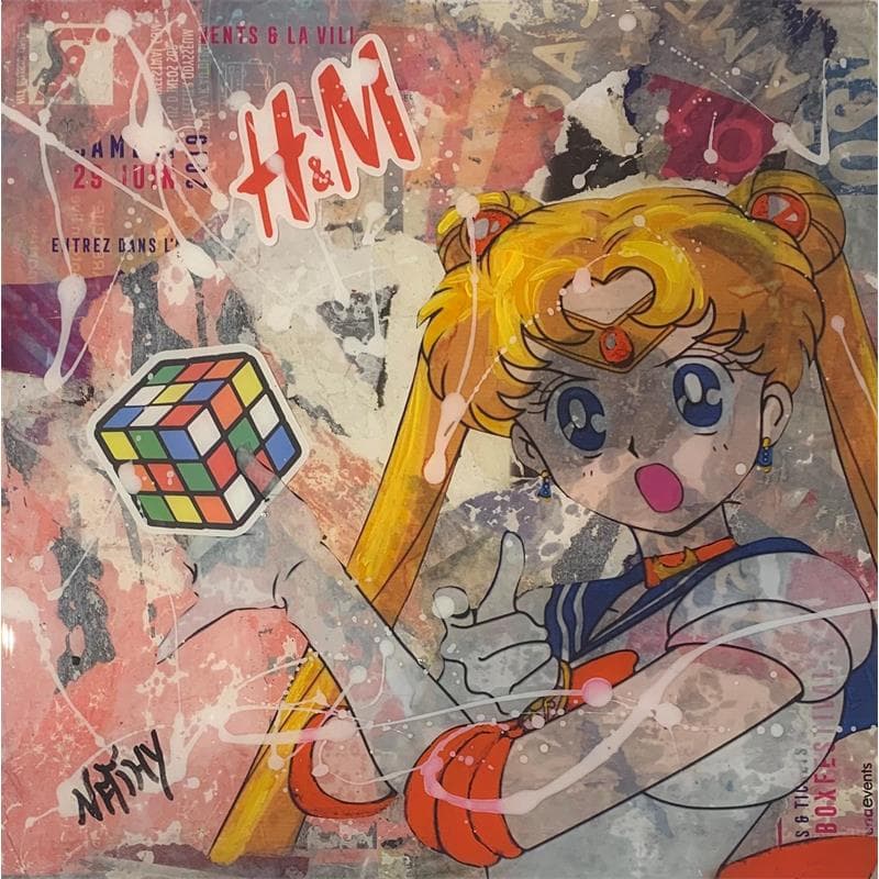 Painting Sailor moon magic by Nathy | Painting Pop art Mixed Pop icons