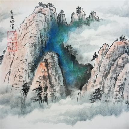Peinture Mountains par Du Mingxuan | Tableau Figuratif Mixte Paysages