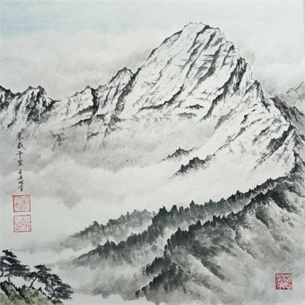 Gemälde Crest line von Du Mingxuan | Gemälde Figurativ Aquarell Landschaften