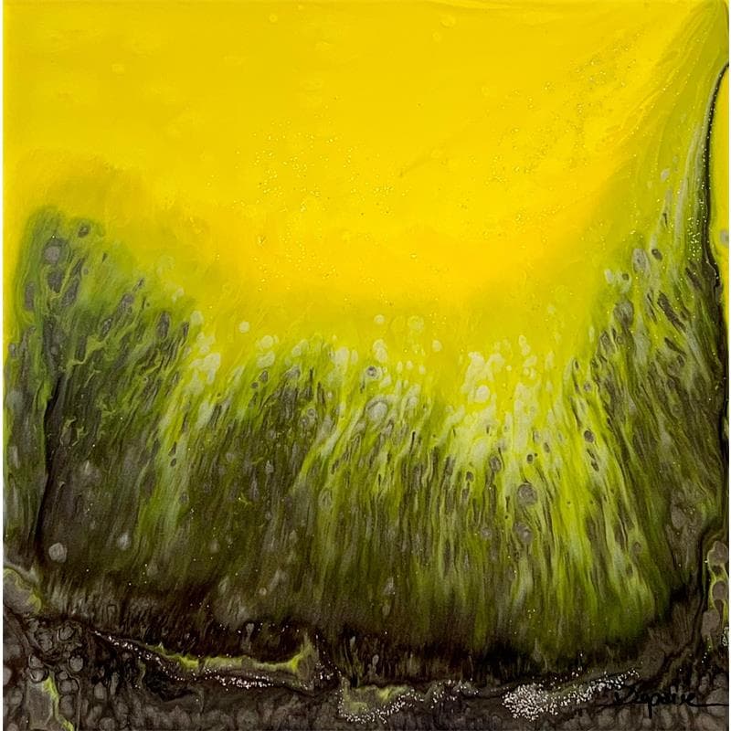 Peinture 643 Quartz jaune smoke par Depaire Silvia | Tableau Abstrait Mixte minimaliste