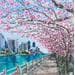 Gemälde Les Cerisiers de New York von Touras Sophie-Kim  | Gemälde Figurativ Landschaften Urban Alltagsszenen