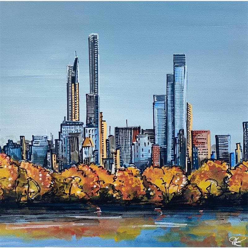 Gemälde Couleurs d'automne à New-York von Touras Sophie-Kim  | Gemälde Figurativ Landschaften Urban Alltagsszenen