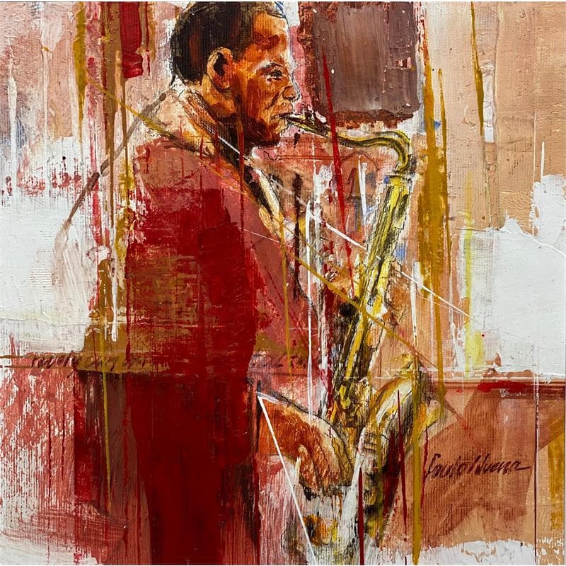 Painting New york jazz by Silveira Saulo | Painting Figurative Portrait Life style Acrylic