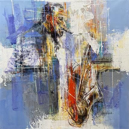 Painting Spiritual Jazz by Silveira Saulo | Painting Abstract Mixed Life style, Minimalist, Portrait
