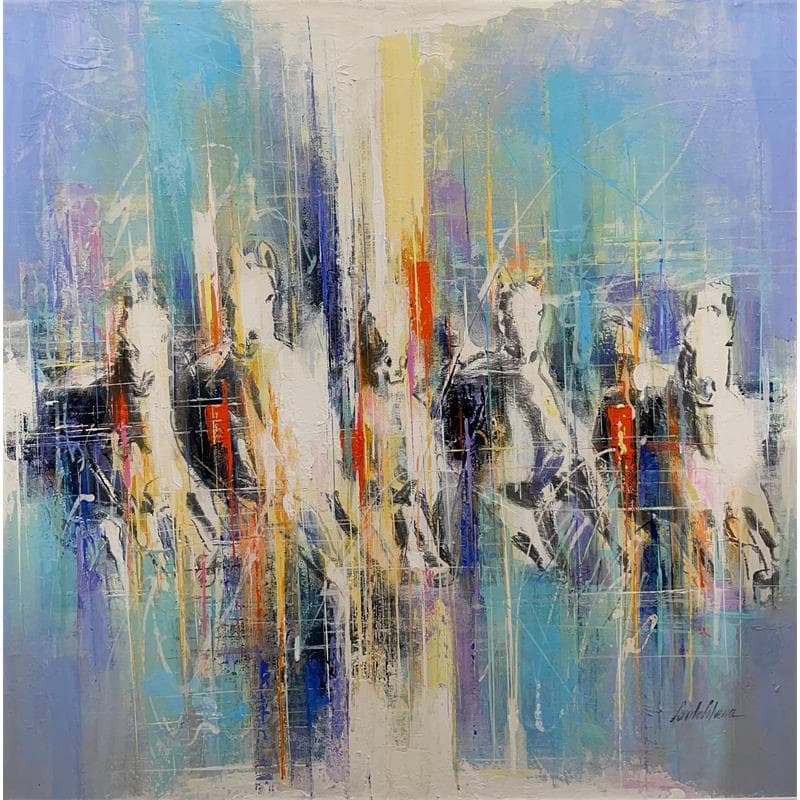 Painting Racing Horses by Silveira Saulo | Painting Abstract Acrylic Animals