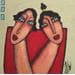 Painting Lili et Lulu by Kuhn Marie Pierre | Painting Naive art Acrylic Portrait
