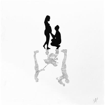 Peinture Tendresse n° 526 par Rat Serge | Tableau Figuratif Mixte noir & blanc, scènes de vie