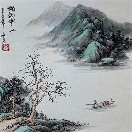 Peinture Fishing par Yu Huan Huan | Tableau Figuratif Mixte Paysages