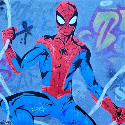 Peinture Spiderman par Kedarone | Tableau Street Art Mixte icones Pop