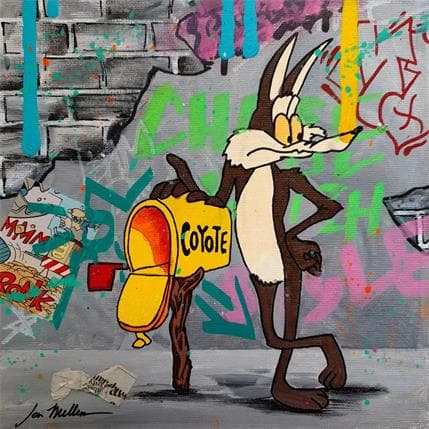Peinture Coyote par Jen Miller | Tableau Street Art Mixte icones Pop