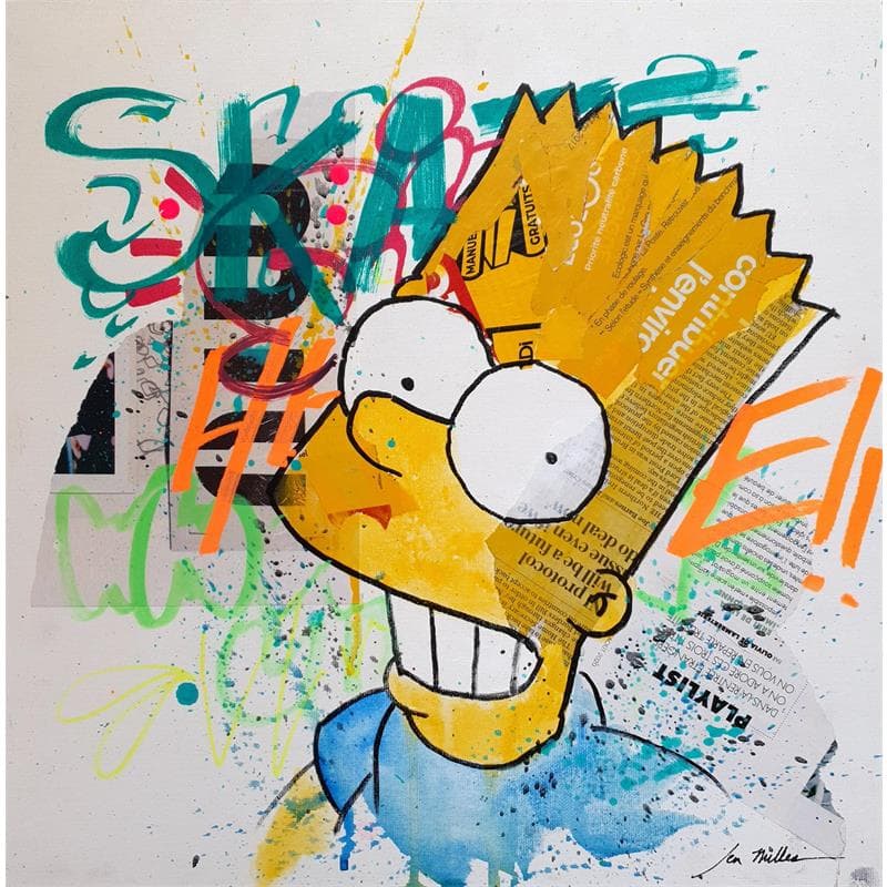 Peinture Bart news par Miller Jen  | Tableau Street Art Icones Pop