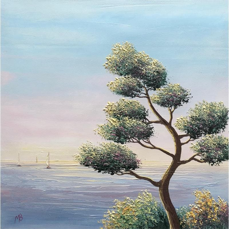 Painting Méditation vers l'horizon by Blandin Magali | Painting Figurative Oil Marine