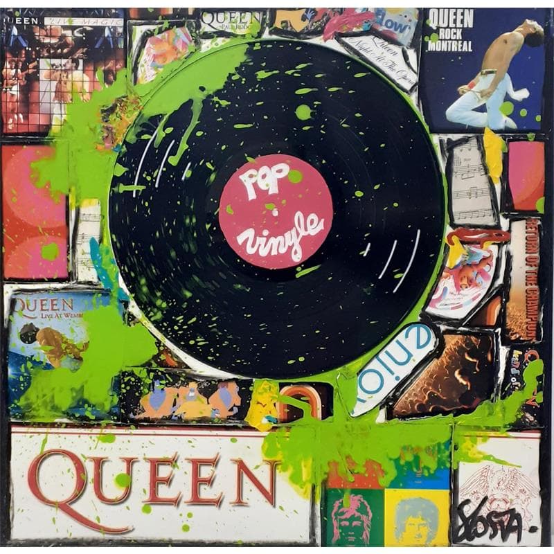 Peinture queen vinyle par Costa Sophie | Tableau Street Art Acrylique, Collage, Posca, Upcycling icones Pop
