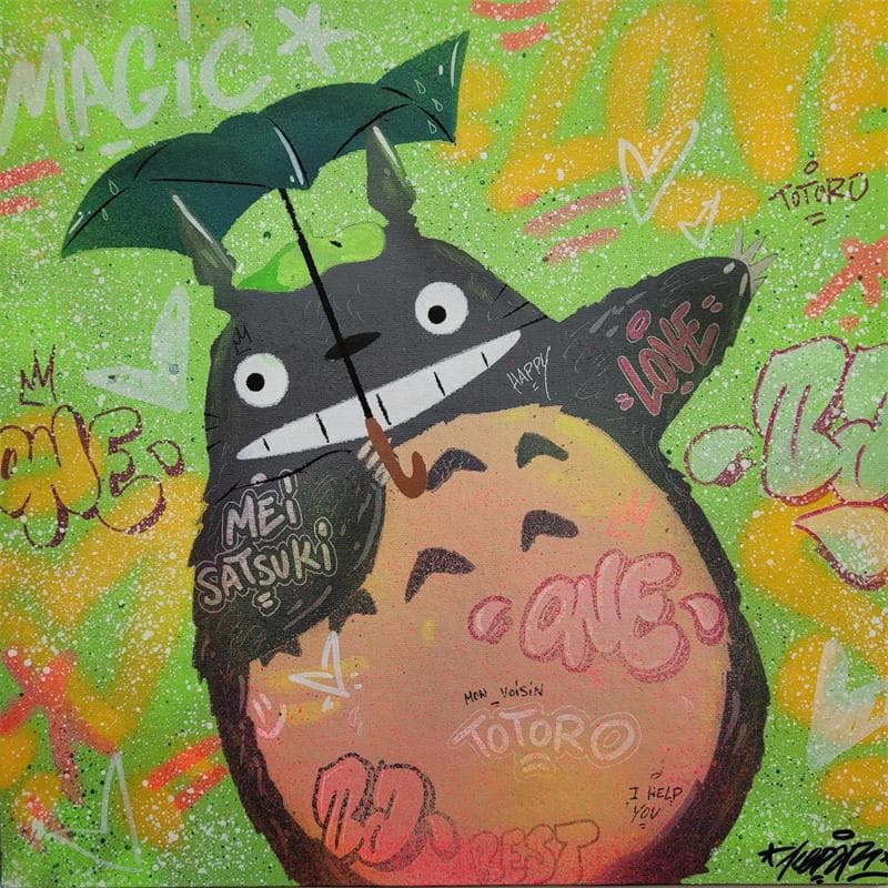 Painting Totoro Happy by Kedarone | Painting Street art Mixed Pop icons