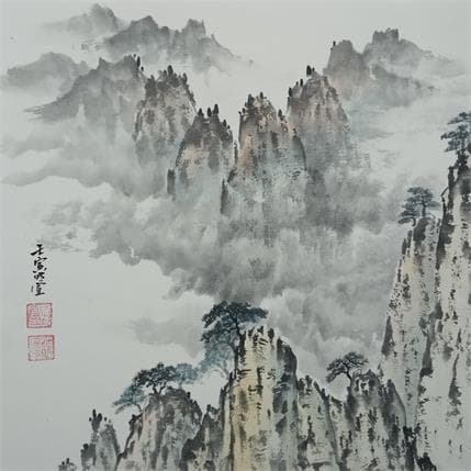 Painting Mountains by Du Mingxuan | Painting Figurative Mixed Landscapes, Pop icons