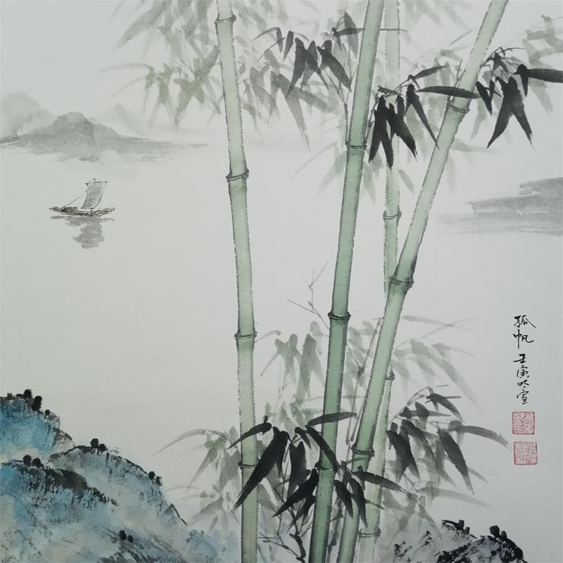 Peinture Sailing boat par Du Mingxuan | Tableau Figuratif Mixte Paysages