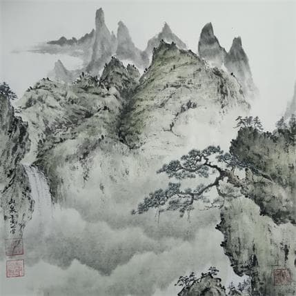 Peinture Cloudy mountains par Du Mingxuan | Tableau Figuratif Mixte Paysages
