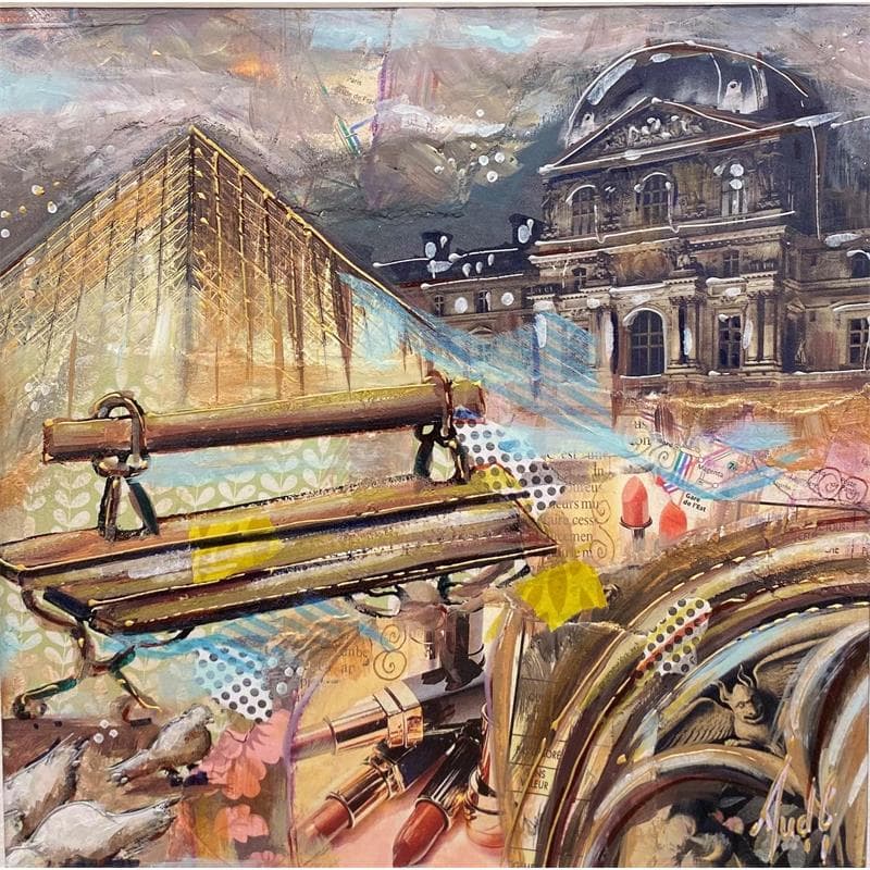 Painting Louvre la nuit by Aud C | Painting Figurative Urban