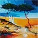Peinture Vers la plage par Tual Pierrick | Tableau Figuratif Paysages Carton Huile
